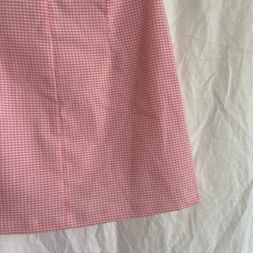 TOPSHOP pink mini single layered plaid skirt Size 4 NEW - Picture 9 of 12